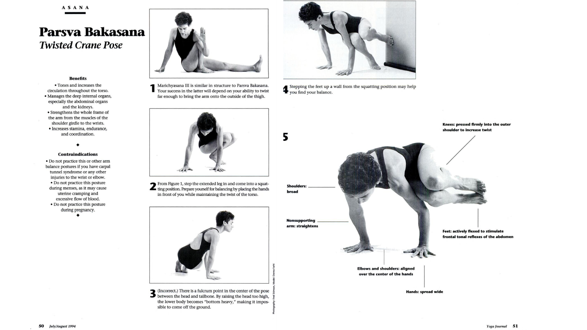 Black and whilte-illustrated photos of coming into Parsva Bakasana