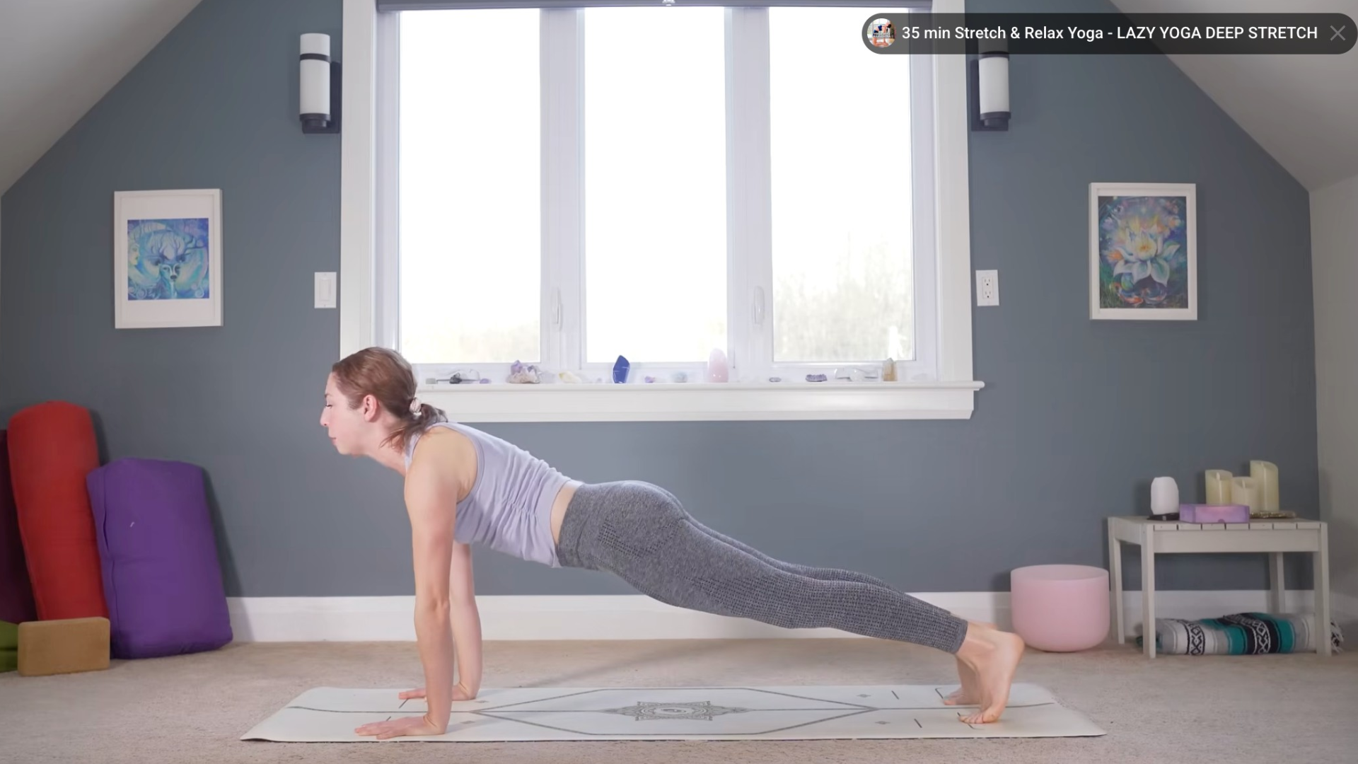 Woman in Plank Pose on a mat also known as a version of High Push-Up