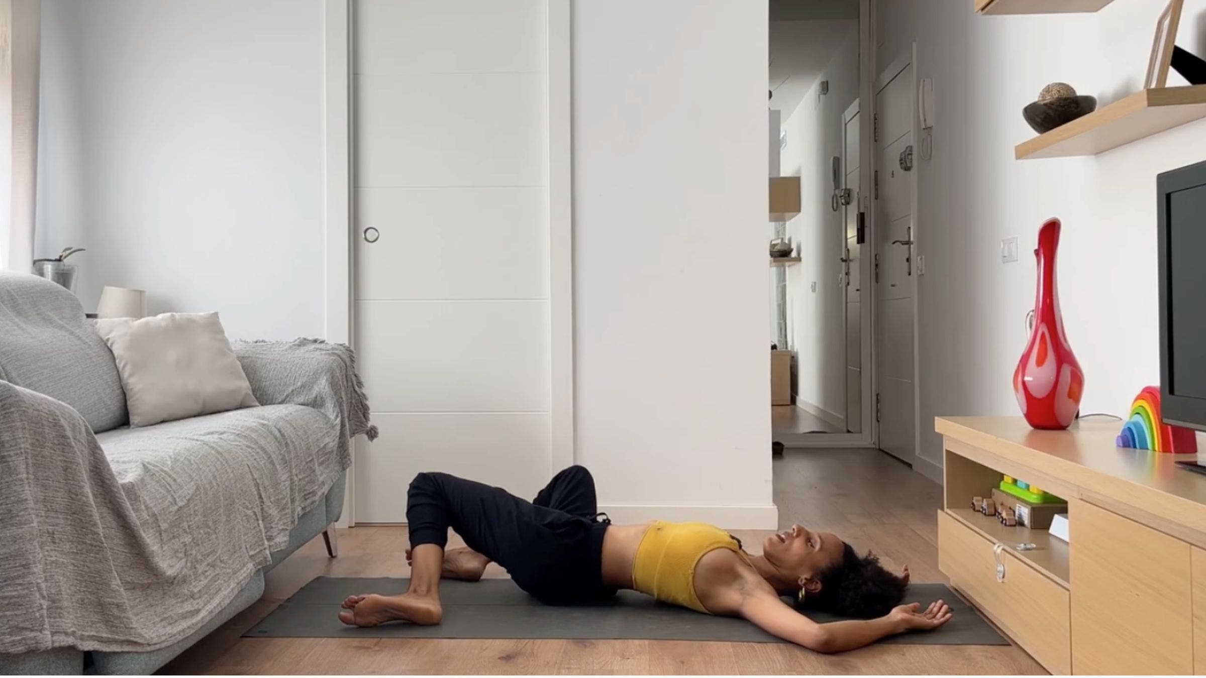 Woman practicing Windshield Wipers.