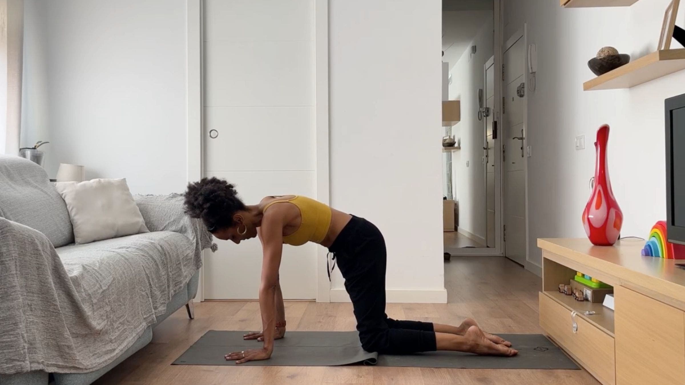 Woman practicing Tabletop variation.