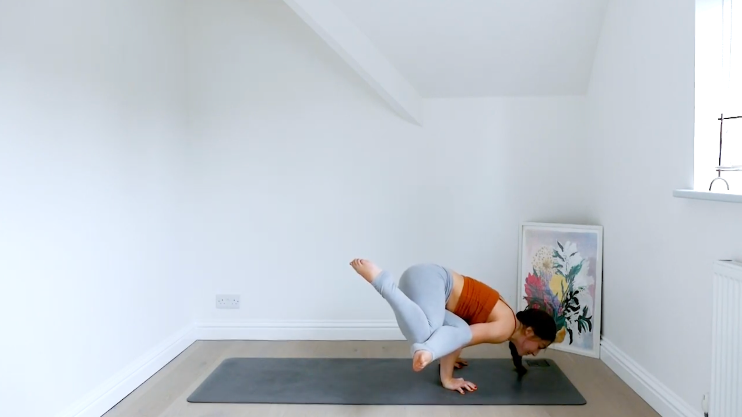 Charlie follows with a demonstration of arm balances