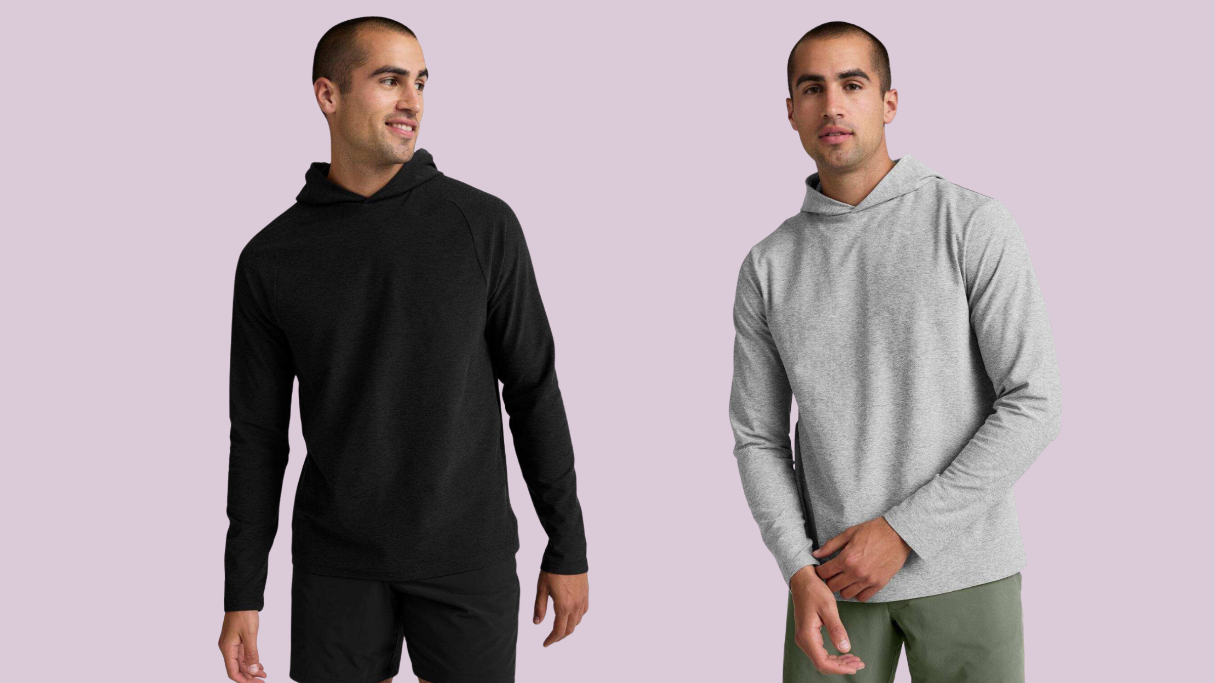 Two men wearing Beyond Yoga hoodies