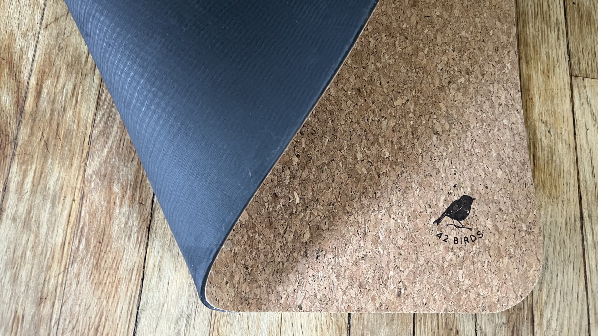 42 Birds Cork Yoga Mat tester image of mat
