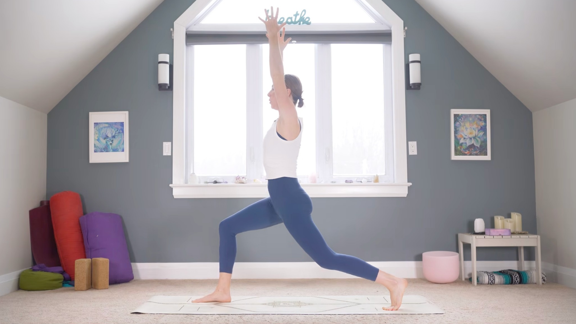 Woman in High Lunge on a mat