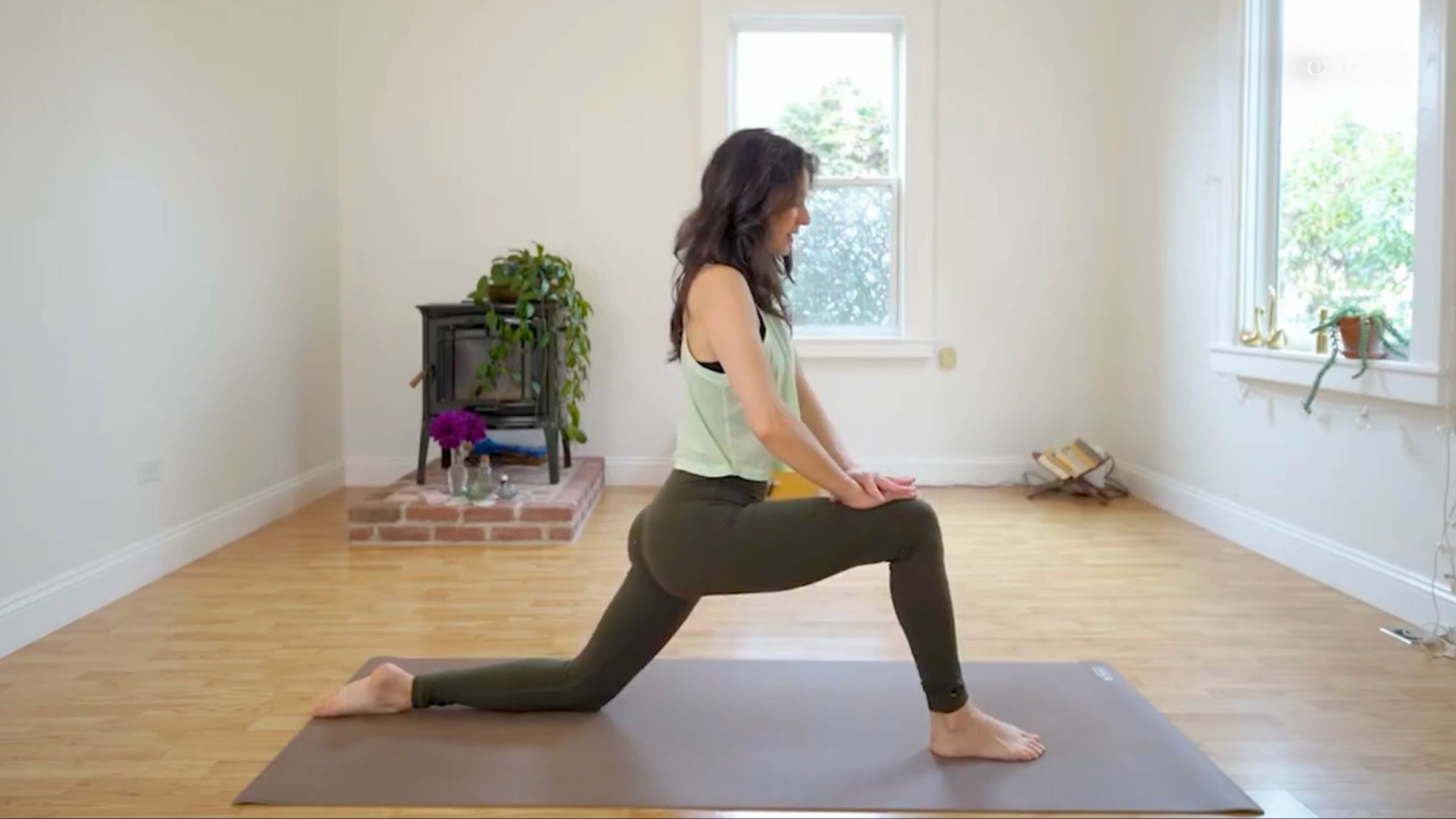 Yoga teacher Michelle Martone in Low Lunge, one of a series of hip openers