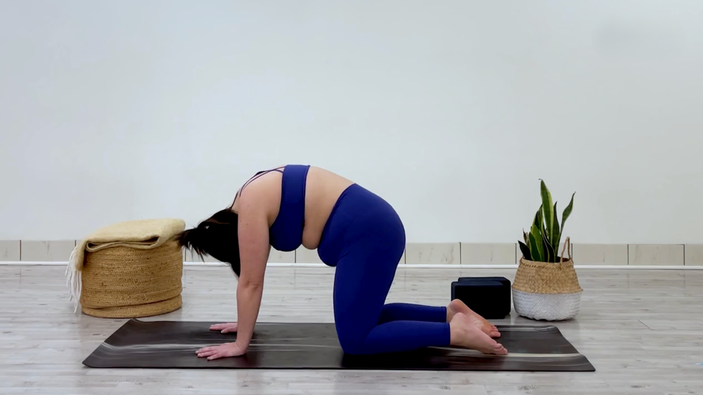 Yoga teacher Taylor Lorenz in cat pose