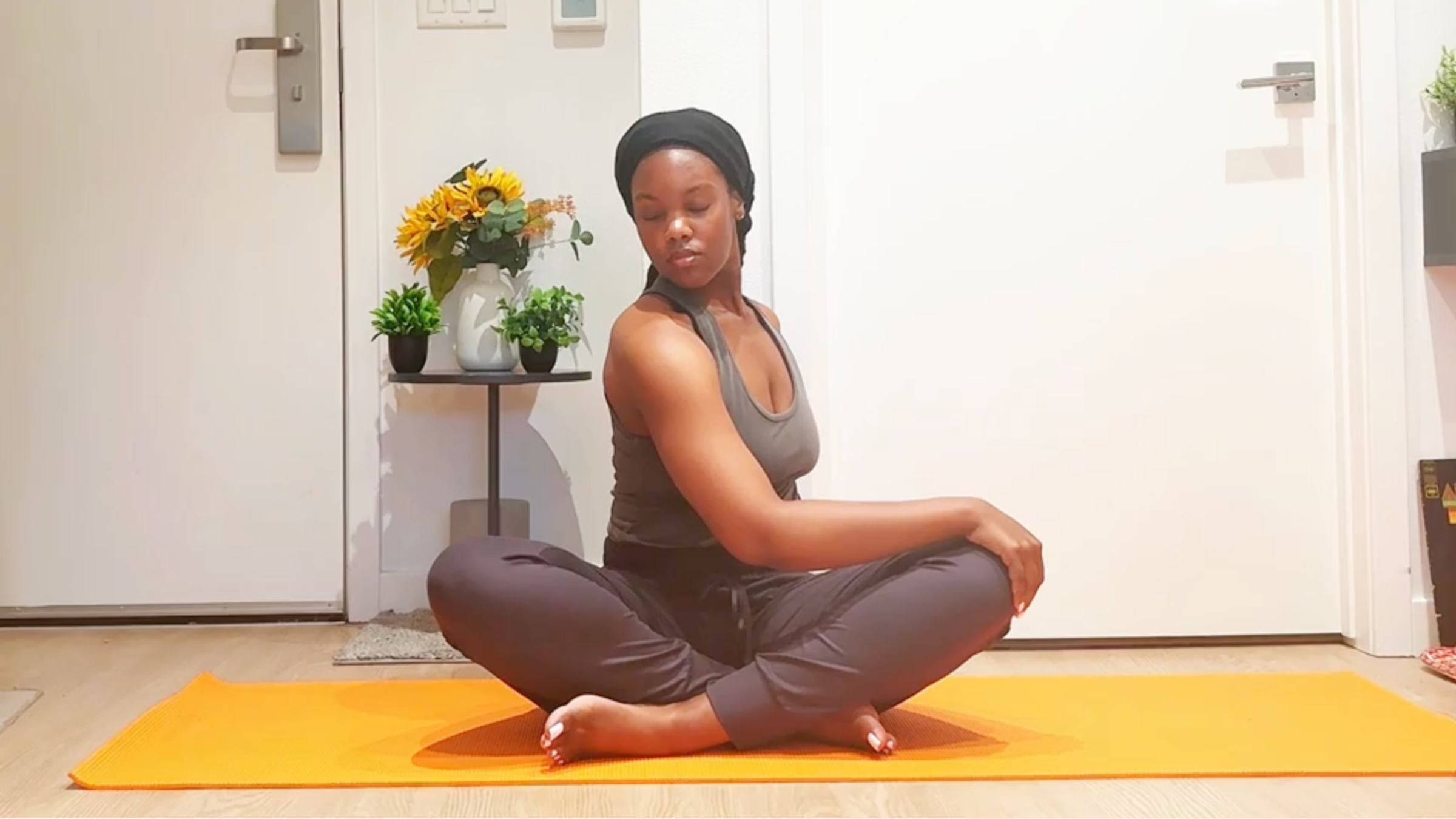 Ramoni Overton practicing Seated Twist.