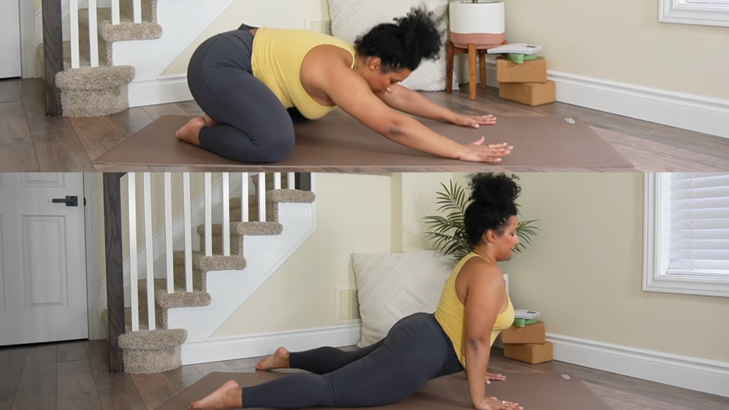 Yoga teacher practicing Cobra Pull-Throughs.