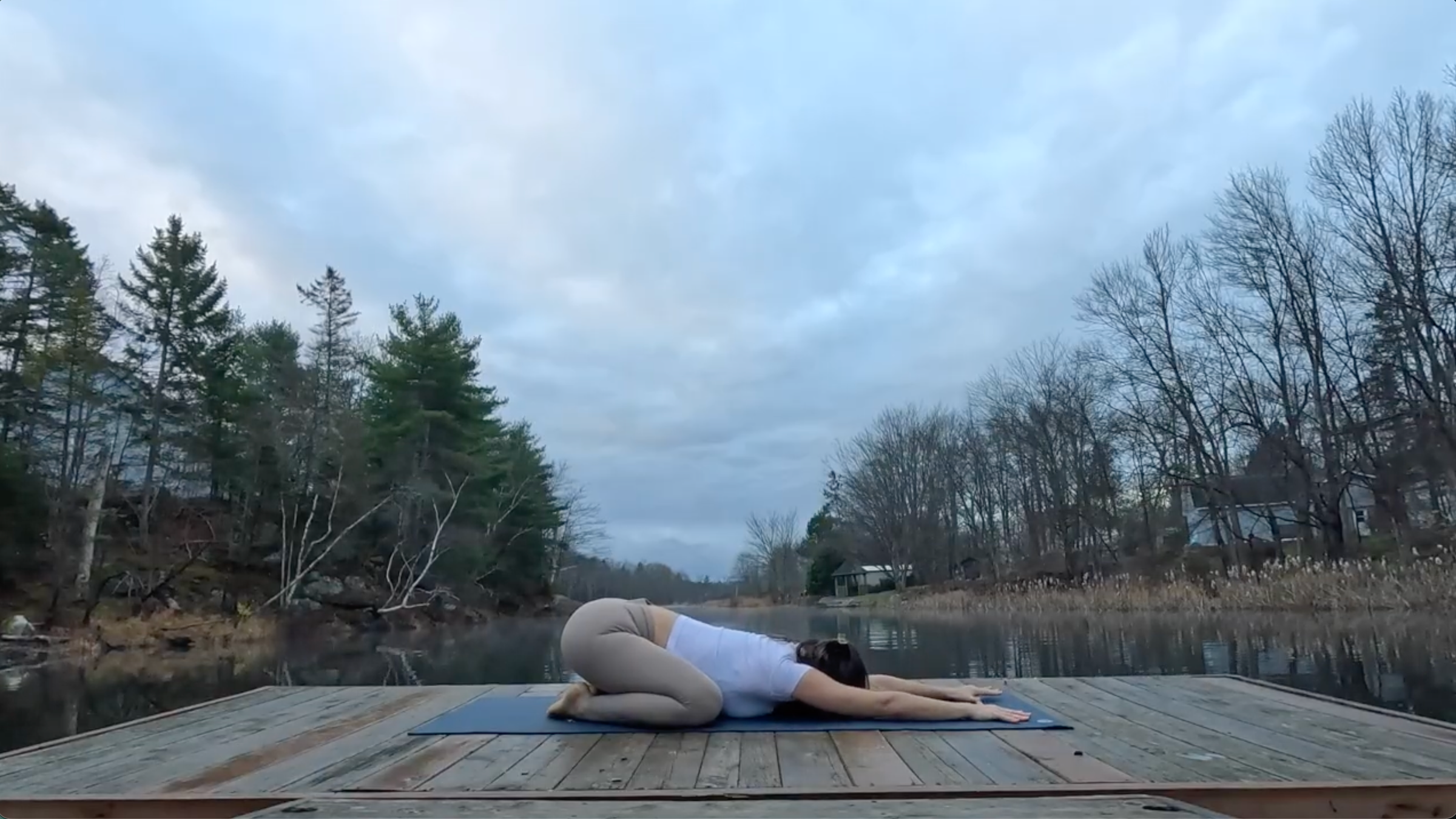 Teacher Emily Baltzer in Child's Pose