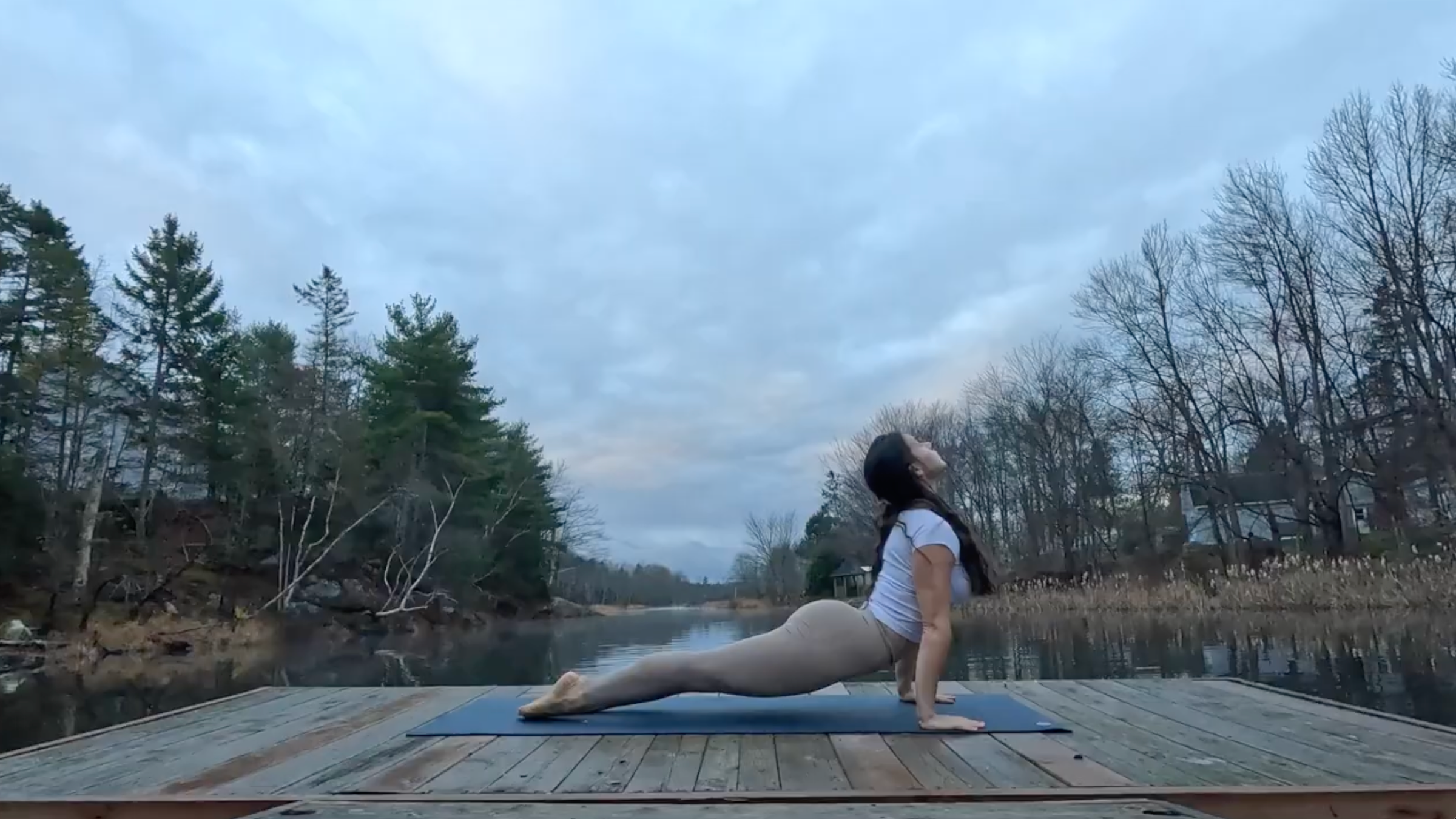 Teacher Emily Baltzer in Upward-Facing Dog