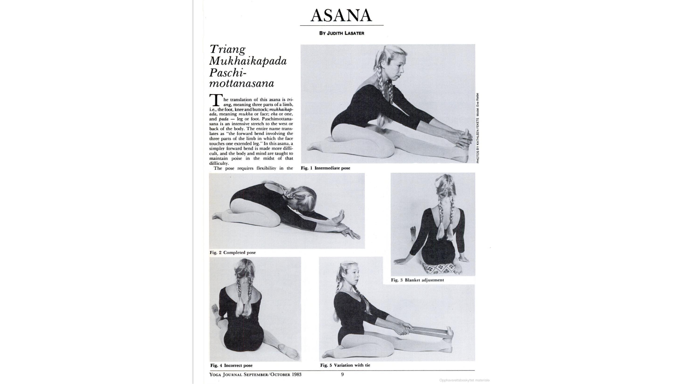 Woman practicing variations of Triang Mukhaikapada Paschimottanasana.