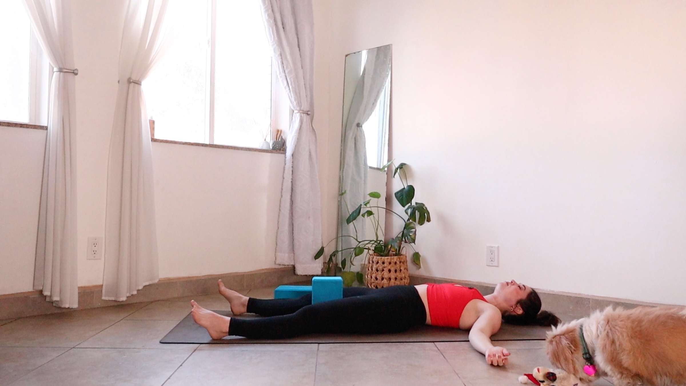Yoga teacher Daria LeGrand in Savasana
