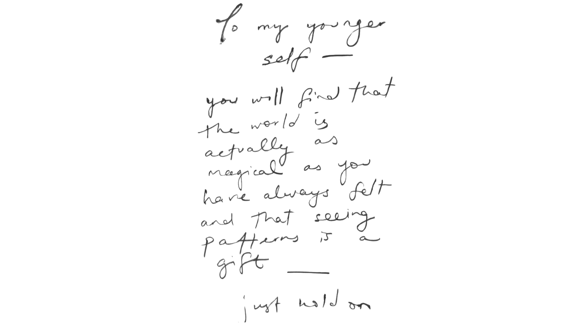 Handwritten quote about seeing patterns in life