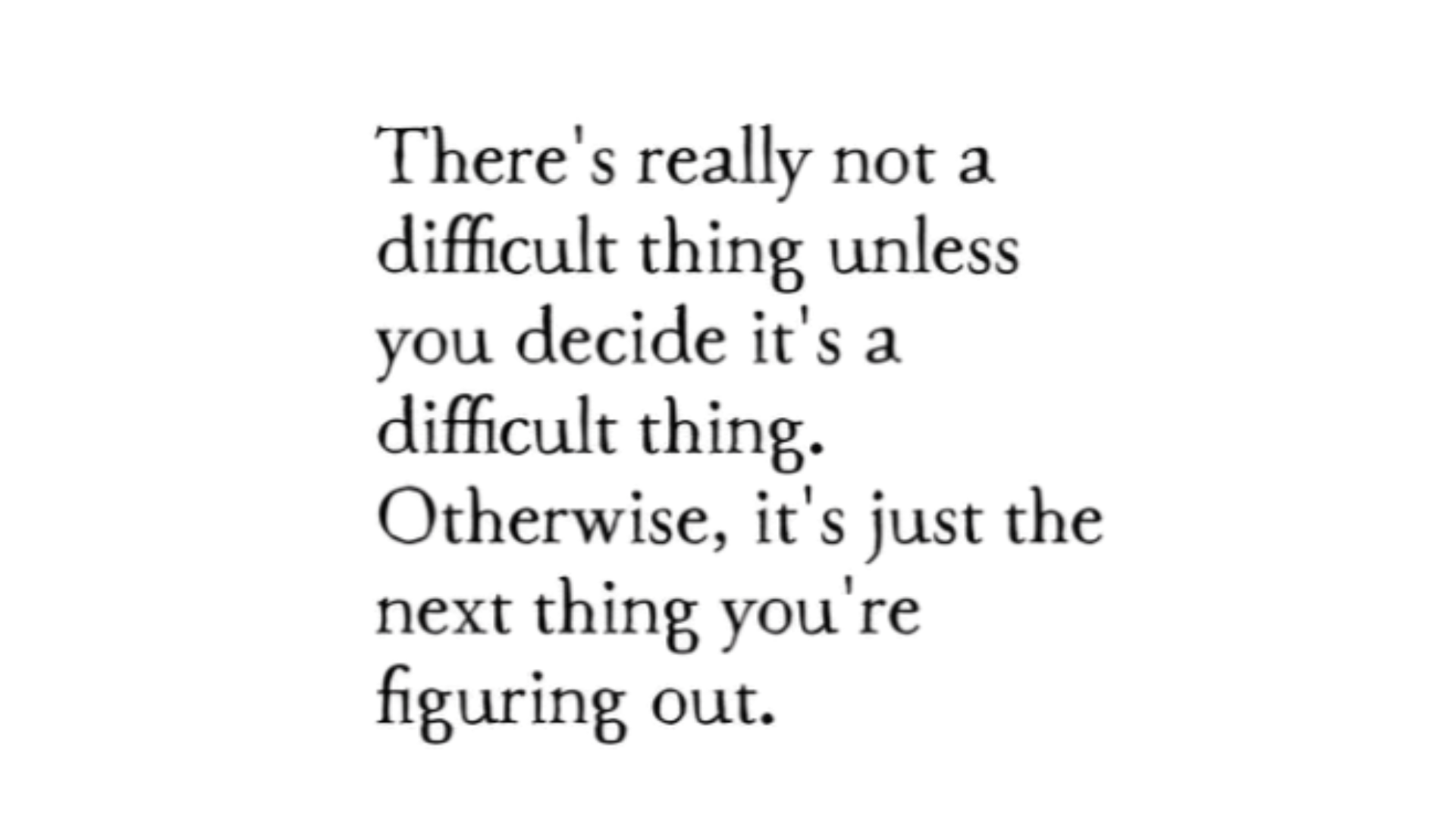 Black typewritten quote on a white background about figuring difficult things out