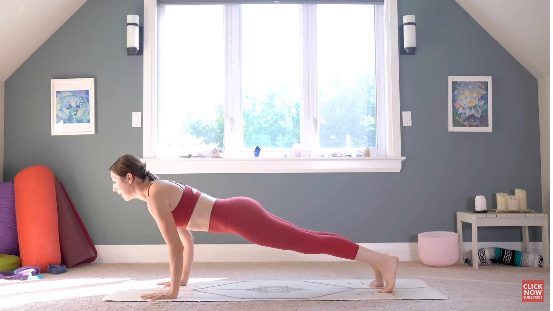 Woman in high plank or top of a push-up