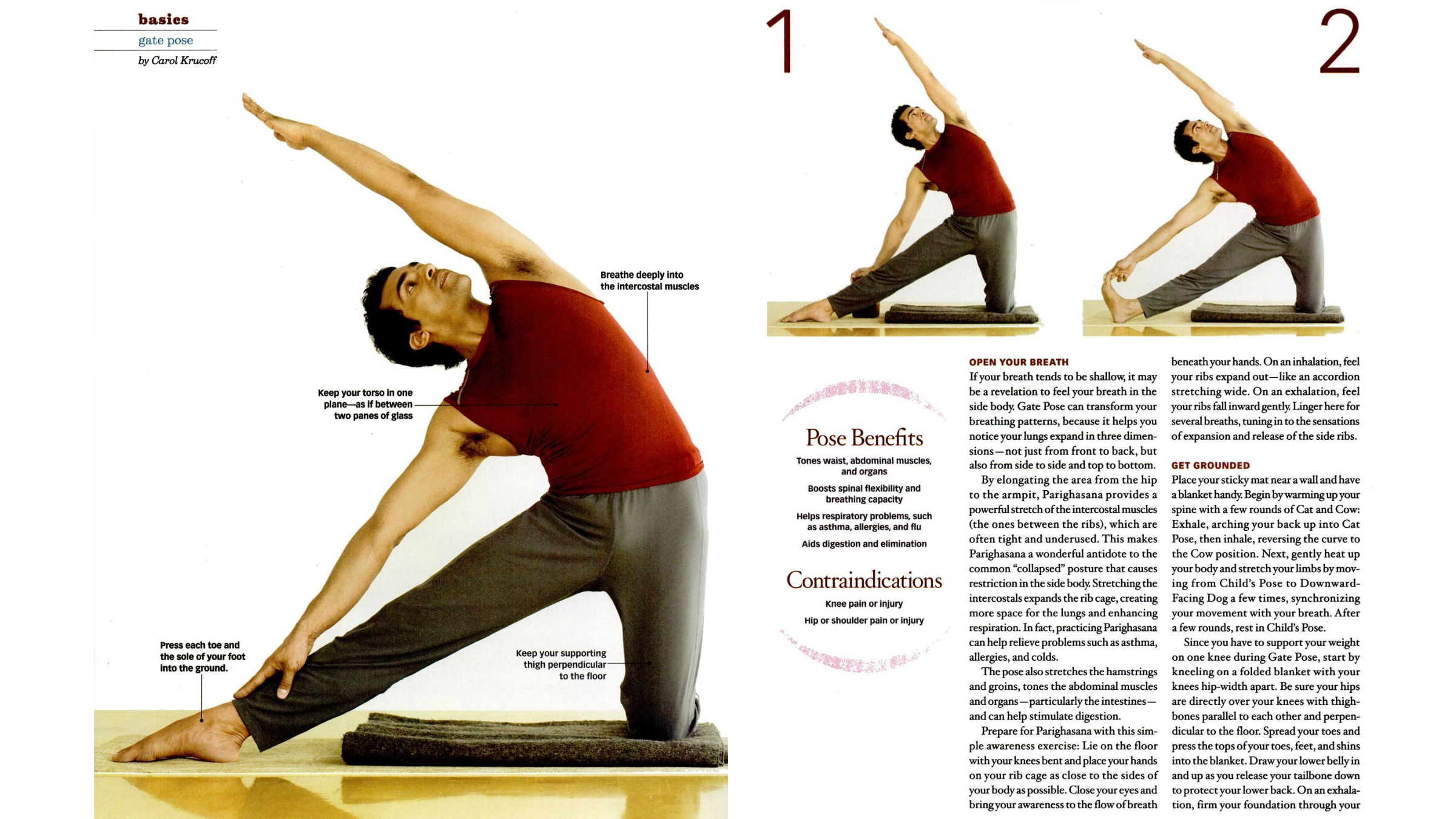 Diagrams of a man in Gate Pose