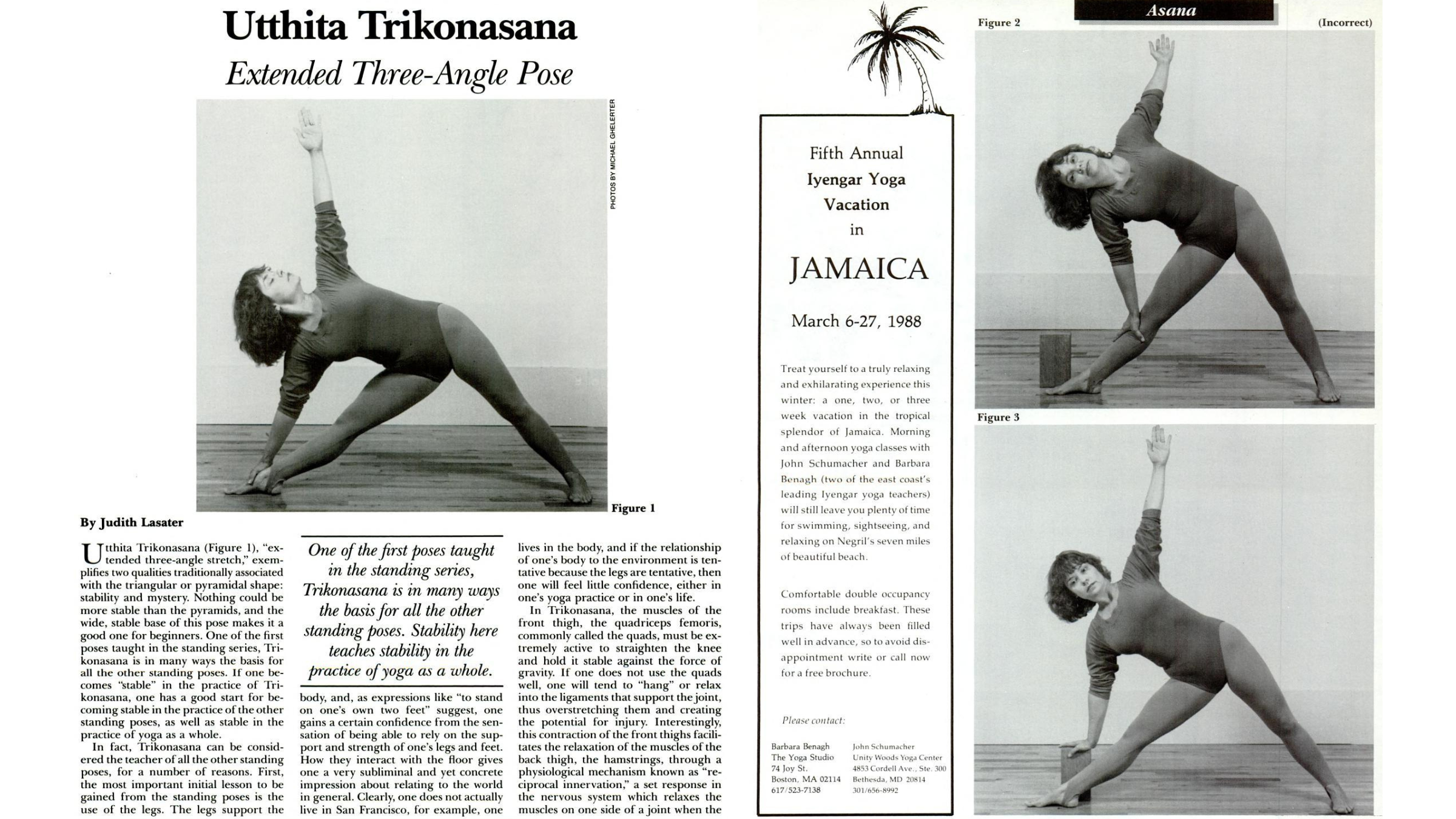 A women demonstrating Extended Triangle Pose