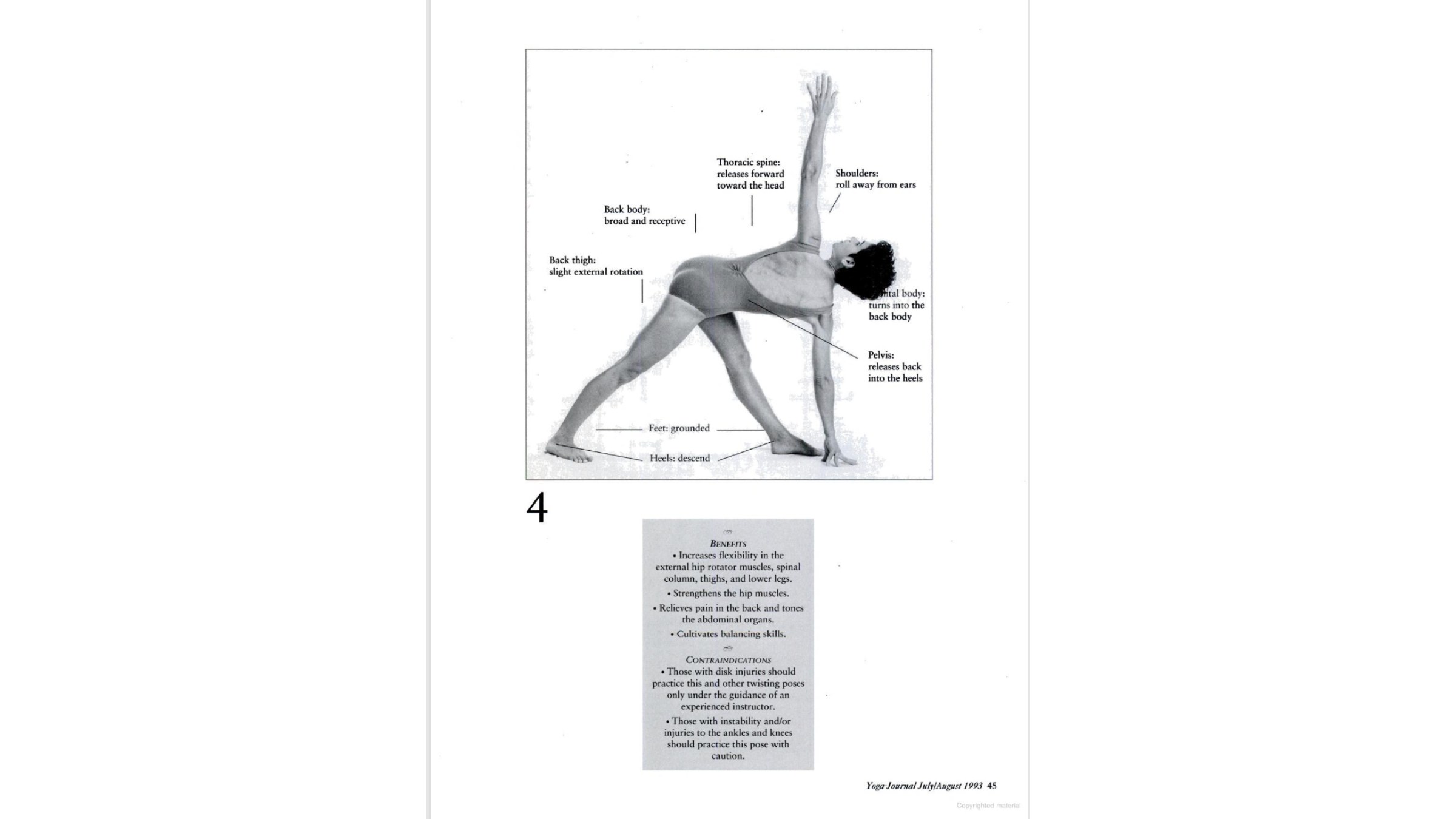 Woman practicing how to do Revolved Triangle Pose.