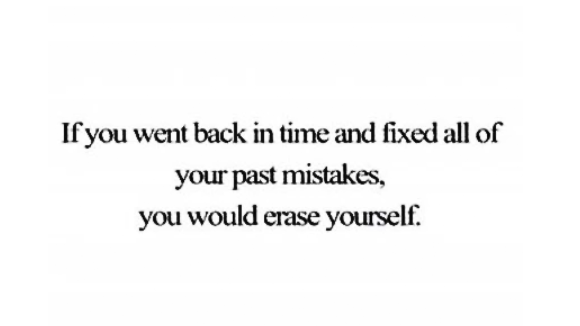Typewritten quote about accepting yourself against a white backdrop